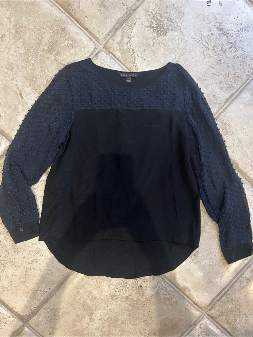 Eileen Fisher Black Textured Long-Sleeve Blouse